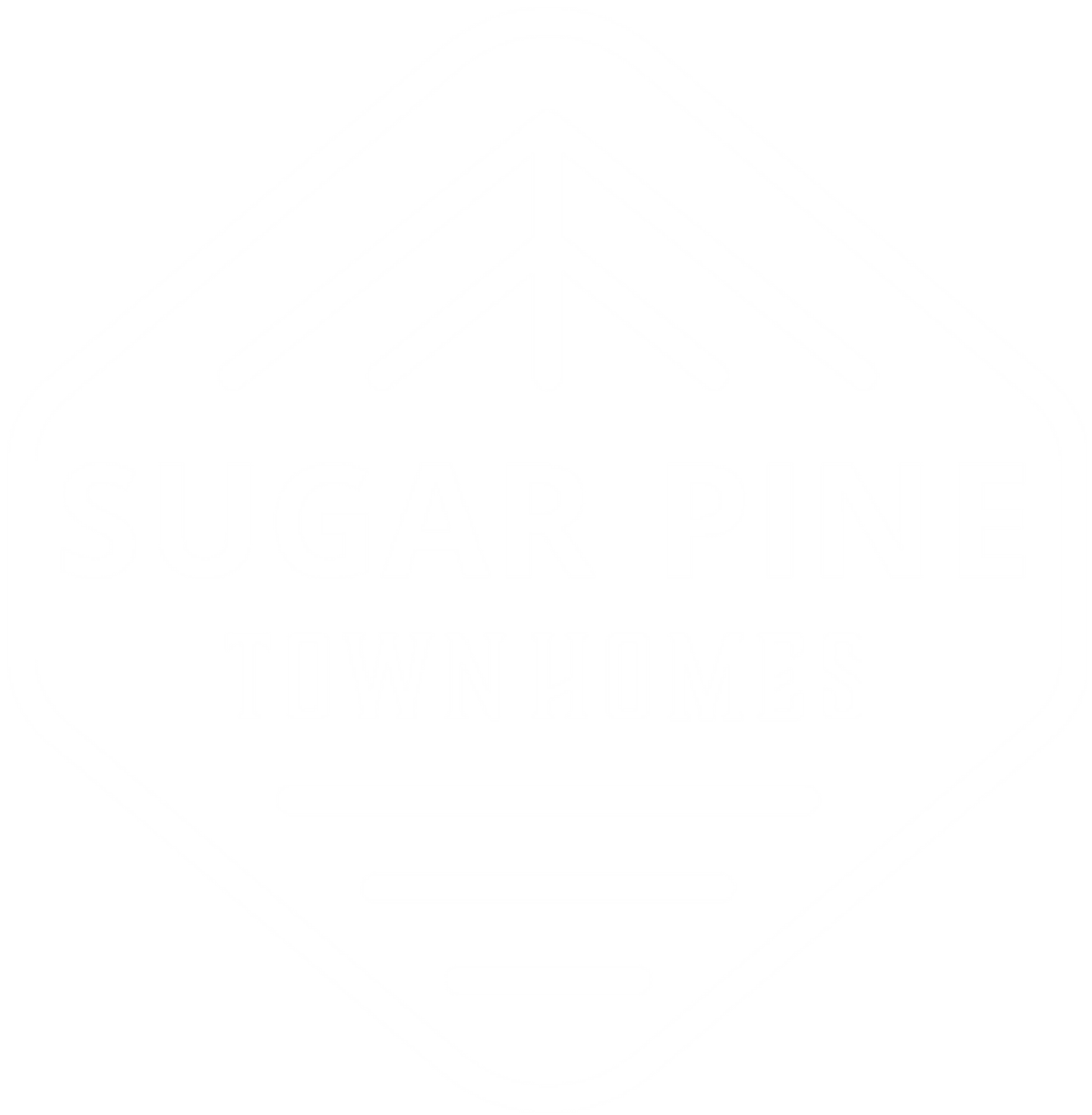a white sugar pines town homes logo on a black background